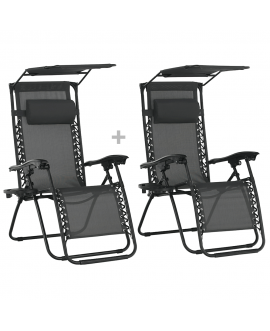 Set de 2 scaune reglabile de gradina gri KASPIAN
