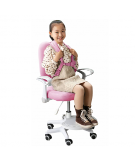 Scaun reglabil cu suport pentru picioare si curele roz/alb ANAIS
